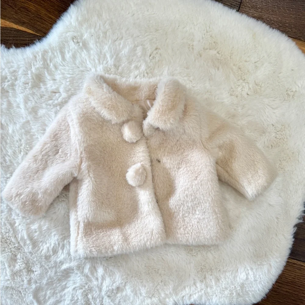 Soft Cream Kids Fur Jacket 3 months